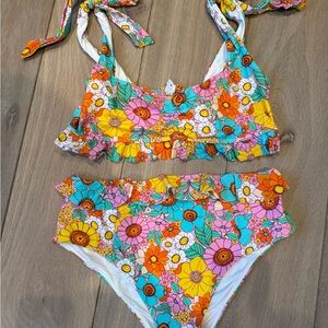 Show Me Your MuMu White Bikini with Floral Trim